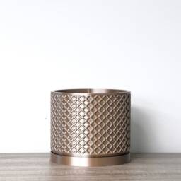 "Carolina Planter With Drainage & Saucer in Champagne Bronze, Lattice 3D-Printed Plant Pot, Small To Large Sizes 4"" 5"" 6"" 7"" 8" - thumbnail 3
