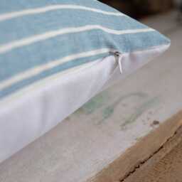 Blue Striped Pillow, Sky Cushion, White Boho Lumbar Cosy Throw Bohemian Home Gift, Thin Lines Couch Pillow - thumbnail 3