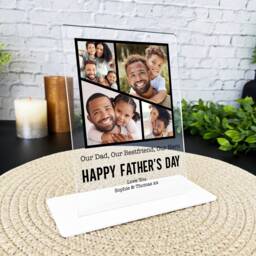 Fathers Day Gift Black Grid Photo Frame Personalised Acrylic Plaque - Gift, Custom - thumbnail 2