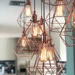 Diamond Cage Chandelier 10 Pendant Reclaimed Wood - Rustic Modern Farmhouse Copper Rose Shabby Chic Led Dining Light - thumbnail 2