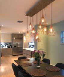 Diamond Cage Chandelier 10 Pendant Reclaimed Wood - Rustic Modern Farmhouse Copper Rose Shabby Chic Led Dining Light
