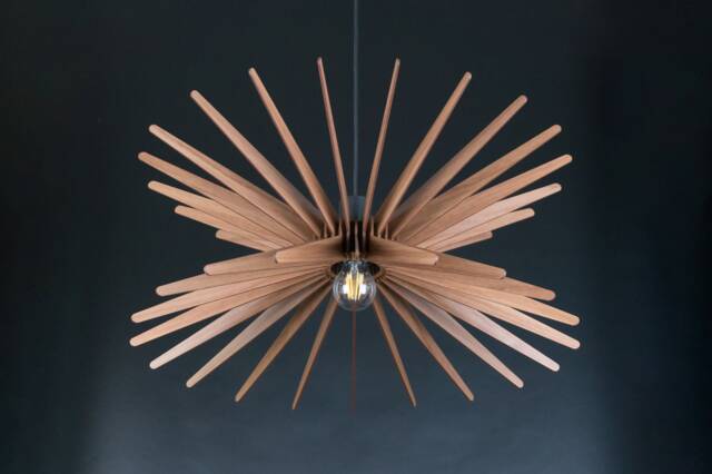 Wood Pendant Light , Modern Chandelier Lighting, Hanging Dining Lamp, Ceiling Fixture , Geometric Lamp , Contemporary Lamp, Wooden Light - image 1