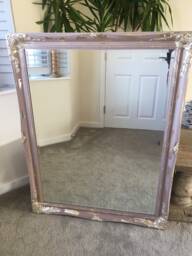 Large Mirror French Baroque Antique Ornate Painted Gold Leaf Stencilled