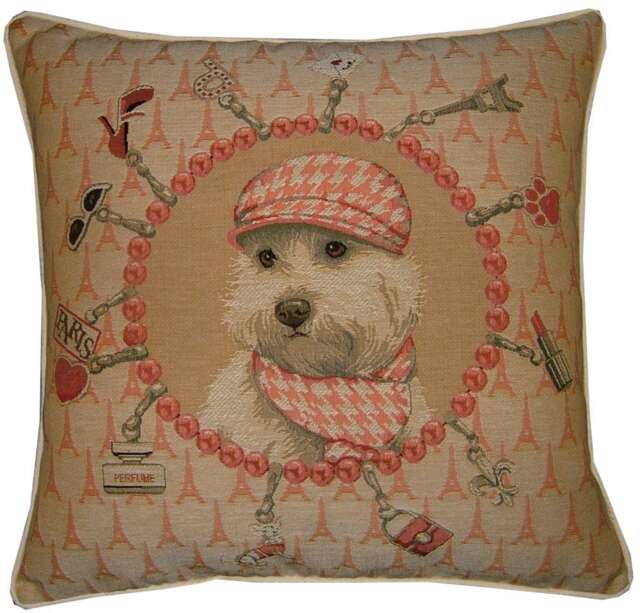 Bichon French Baker Dog Fashion Tapestry Cushion Sham - image 1