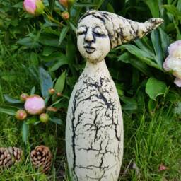 Garden Fairy Ceramics Handmade Unique - Frost-Proof, Garden Plug Figure, Feendeco 30 cm, Hair Right - thumbnail 2