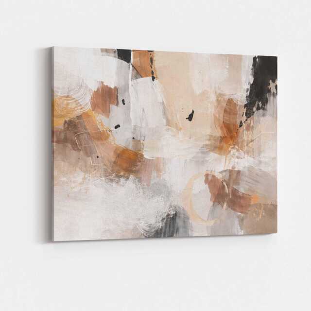 Neutral Abstract Canvas Wall Art Minimalist Beige Taupe Geometric Print Modern Aesthetic Decor Living Room Bedroom Office Hanging Artwork - image 1