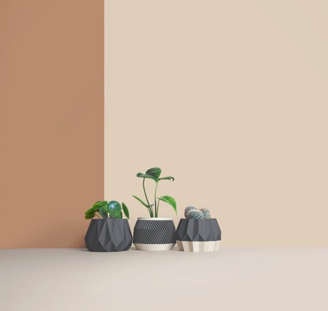 Set Of 3D Wooden Indoor Plant Pots - Gift For Lovers Apartment Decoration Minimalist Geometric Design - image 1