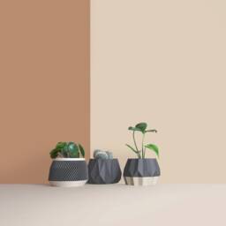 Set Of 3D Wooden Indoor Plant Pots - Gift For Lovers Apartment Decoration Minimalist Geometric Design - thumbnail 3