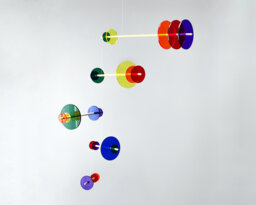 Rainbow Mobile, Hanging Disk Sculpture, Colourful Kinetic Art For Home Decor - Eclipse