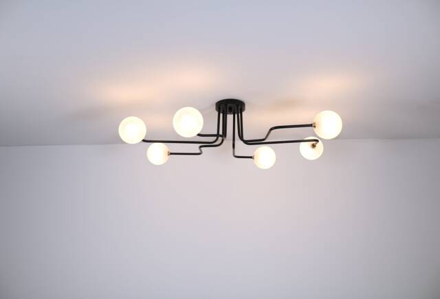 Black Chandelier Light, Modern Chandeliers Minimal Mid Century Elongated Lamp, Ceiling Light Fixture, Unique Home Decor - image 1