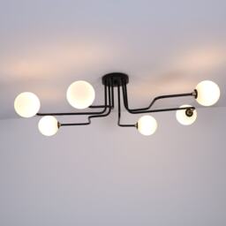 Black Chandelier Light, Modern Chandeliers Minimal Mid Century Elongated Lamp, Ceiling Light Fixture, Unique Home Decor - thumbnail 3