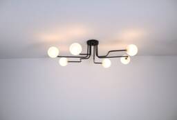 Black Chandelier Light, Modern Chandeliers Minimal Mid Century Elongated Lamp, Ceiling Light Fixture, Unique Home Decor