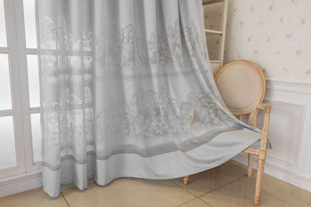 2 Colours Custom Voile Curtain Polyester French Style Lace Sheer Curtain, Made To Measure - image 1