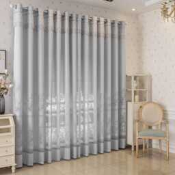2 Colours Custom Voile Curtain Polyester French Style Lace Sheer Curtain, Made To Measure - thumbnail 2