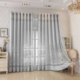 2 Colours Custom Voile Curtain Polyester French Style Lace Sheer Curtain, Made To Measure - thumbnail 3