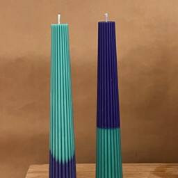 Set Of 2 Column Ribbed Pillar Candles - Soy Wax Home Decor Housewarming Gift Dinner Table Candle Shaped - thumbnail 2