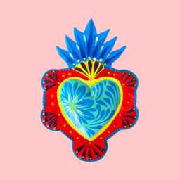 Mexican Tin Heart, Milagro Wall Decor, Folk Art Ornament - thumbnail 3