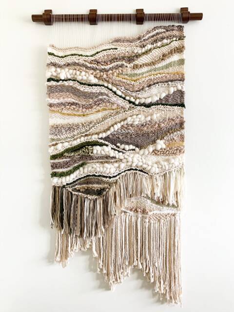 Large Woven Wall Hanging Green Boho Tapestry, 40x72 - image 1