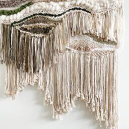 Large Woven Wall Hanging Green Boho Tapestry, 40x72 - thumbnail 4