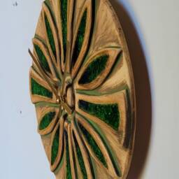 Hand Made Circular Round Green Natural Ceramic Glass Inlaid Wall Clock Quartz 25 cm Diam - thumbnail 3