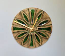 Hand Made Circular Round Green Natural Ceramic Glass Inlaid Wall Clock Quartz 25 cm Diam