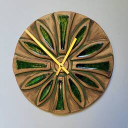 Hand Made Circular Round Green Natural Ceramic Glass Inlaid Wall Clock Quartz 25 cm Diam - thumbnail 2