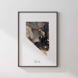 Nevada Map Black & Gold Wall Art Print Us State - Usa United States Of America - thumbnail 3
