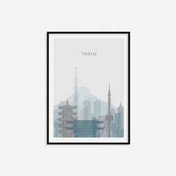 Minimalist Tokyo Print - City Wall Art, Retro Travel Poster, Japan Print, Living Room Bedroom Art - thumbnail 3