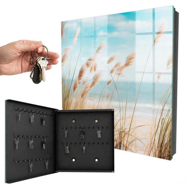 Summer Beach Wall Mounted Key Cabinet, Turquoise Box For Home, Photographic Nature, Lovers Of Nature & Peace - image 1