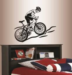 In-Style Decals Wall Vinyl Decal Home Decor Art Sticker Mountain Biking Extreme Sports Bicycle Bike Man Any Room Removable Mural Design 334 - thumbnail 1