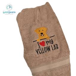 Yellow Labrador Dog Towel - Personalised Face Cloth/Hand Bath Embroidered - thumbnail 2
