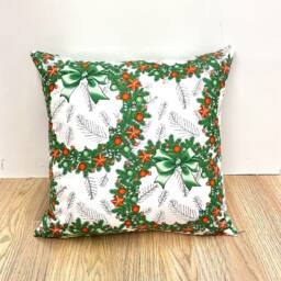 990. Handmade Christmas Wreath 100% Cotton Cushion Cover. Various Sizes - thumbnail 2