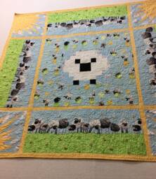 Sheep Baby Quilt, Lewetheewe Cotton Blanket, Nursery Decor - thumbnail 1