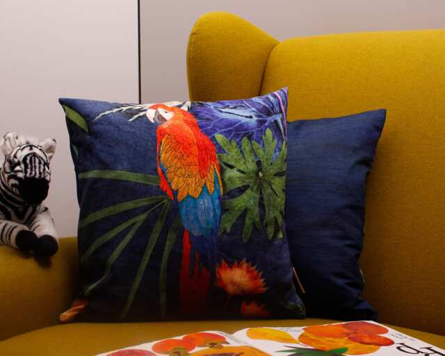 Tropical Bird, Parrot Sofa Cushion Gift Idea, Cute Gift, Animal Print Cushion, Fabric, Bird Cover - image 1