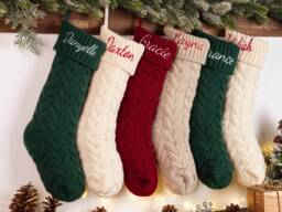 Personalized Christmas Stockings, Embroidered Stocking, Christmas Gift, Knitted Monogram Family Stockings