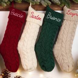 Personalized Christmas Stockings, Embroidered Stocking, Christmas Gift, Knitted Monogram Family Stockings - thumbnail 2