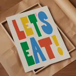 Let's Eat Print, Kitchen Wall Art, Bon Appetit Poster, Dining Room Typography Lets Yes Chef - thumbnail 3