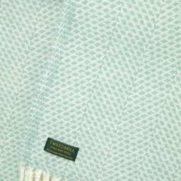 Mint Green Herringbone Wool Blanket - 100% Pure & Throws Made in England Housewarming Gift - thumbnail 2