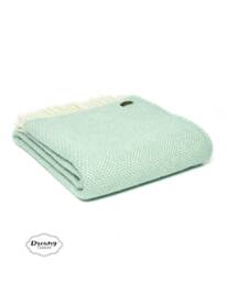 Mint Green Herringbone Wool Blanket - 100% Pure & Throws Made in England Housewarming Gift