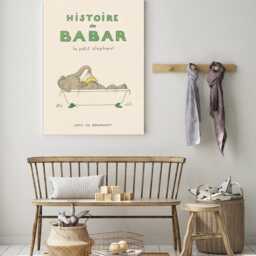 Babar The Elephant Bath Nursery Wall Art, Retro Kids Decor Quote, Art Genre Neutral, Baby Illustration Print - thumbnail 3