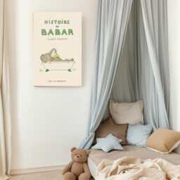 Babar The Elephant Bath Nursery Wall Art, Retro Kids Decor Quote, Art Genre Neutral, Baby Illustration Print - thumbnail 2