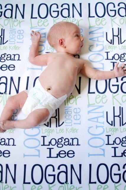 Personalized Baby Name Blanket, Monogrammed Newborn Blankets, Swaddle Receiving Handmade Unqiue Shower Gift, Milestone - image 1