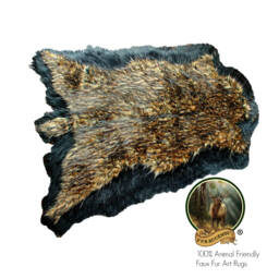 Faux Deer Skin Rug - Plush Shag Fur Pelt, Black Bear Border - thumbnail 1