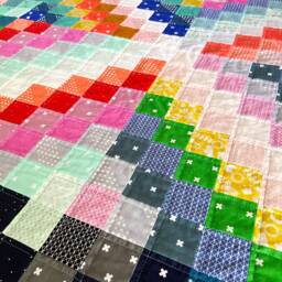 Rainbow Scrap Quilt Handmade Lap Throw, Agate Gemstone Design - thumbnail 4