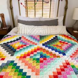 Rainbow Scrap Quilt Handmade Lap Throw, Agate Gemstone Design - thumbnail 2