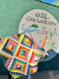 Rainbow Scrap Quilt Handmade Lap Throw, Agate Gemstone Design