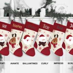 Personalised Christmas Stocking - Red Santa- Embroidered Name - thumbnail 4
