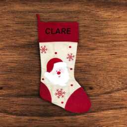 Personalised Christmas Stocking - Red Santa- Embroidered Name