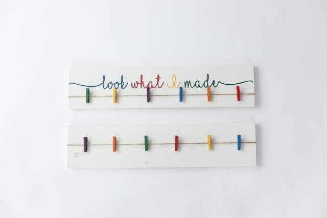 3D Kids Craft Sign Look What I Made With Blank - Rainbow Decor Signs Art Display Playroom Wall - image 1