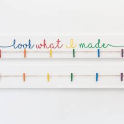 3D Kids Craft Sign Look What I Made With Blank - Rainbow Decor Signs Art Display Playroom Wall - thumbnail 3